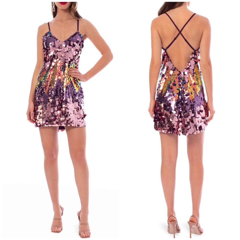 HELSI Brigitte Sequin A-Line Mini Dress, Purple, Size S